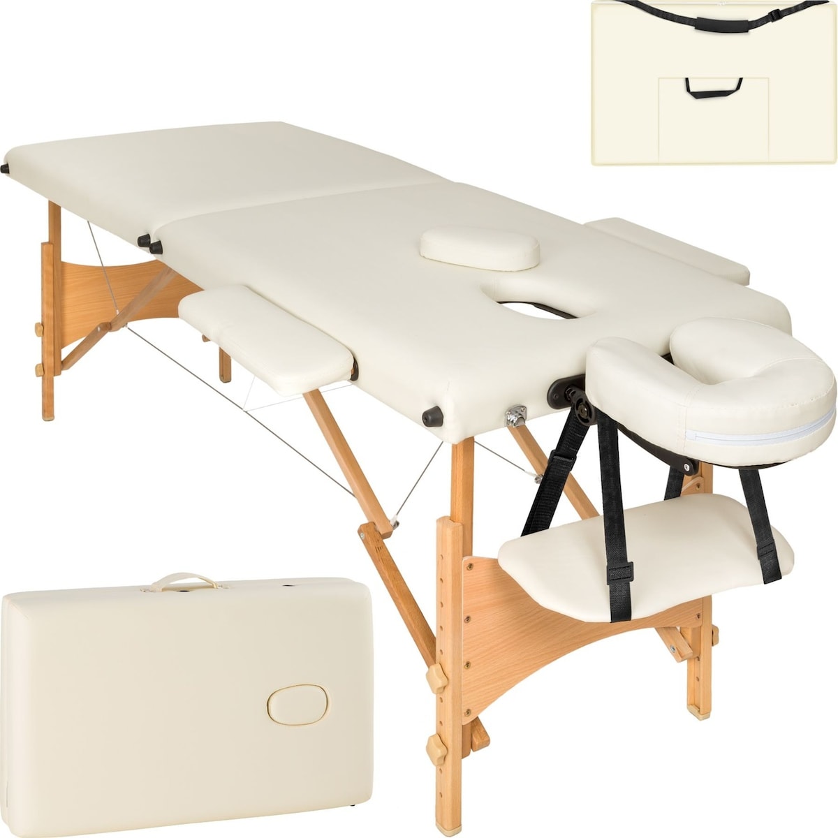 Massasjebenk med 2 soner, 5 cm polstring - beige