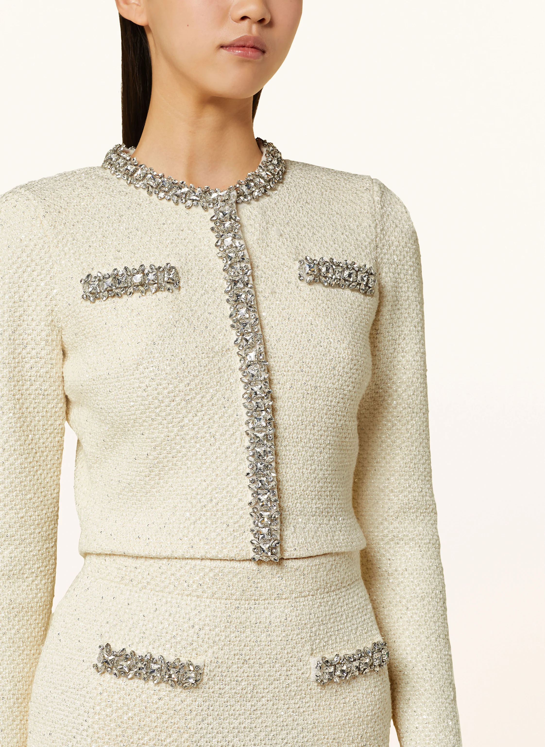 self-portrait Cropped-Strickjacke mit Pailletten