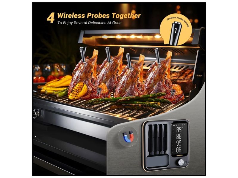 Inkbird Fleischthermometer INT-14-BW 4x drahtlose Sonden Multi-Mode, Multi-Sonde WiFi & Bluetooth Fleischthermometer