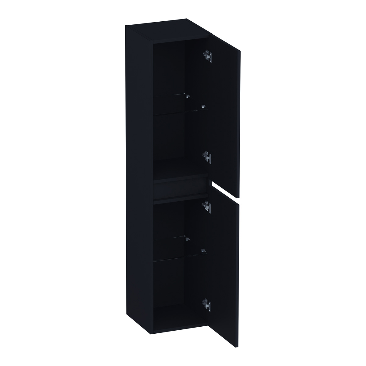 Brauer Joy Wavy hoge kast ribbelfront 160cm zwart mat