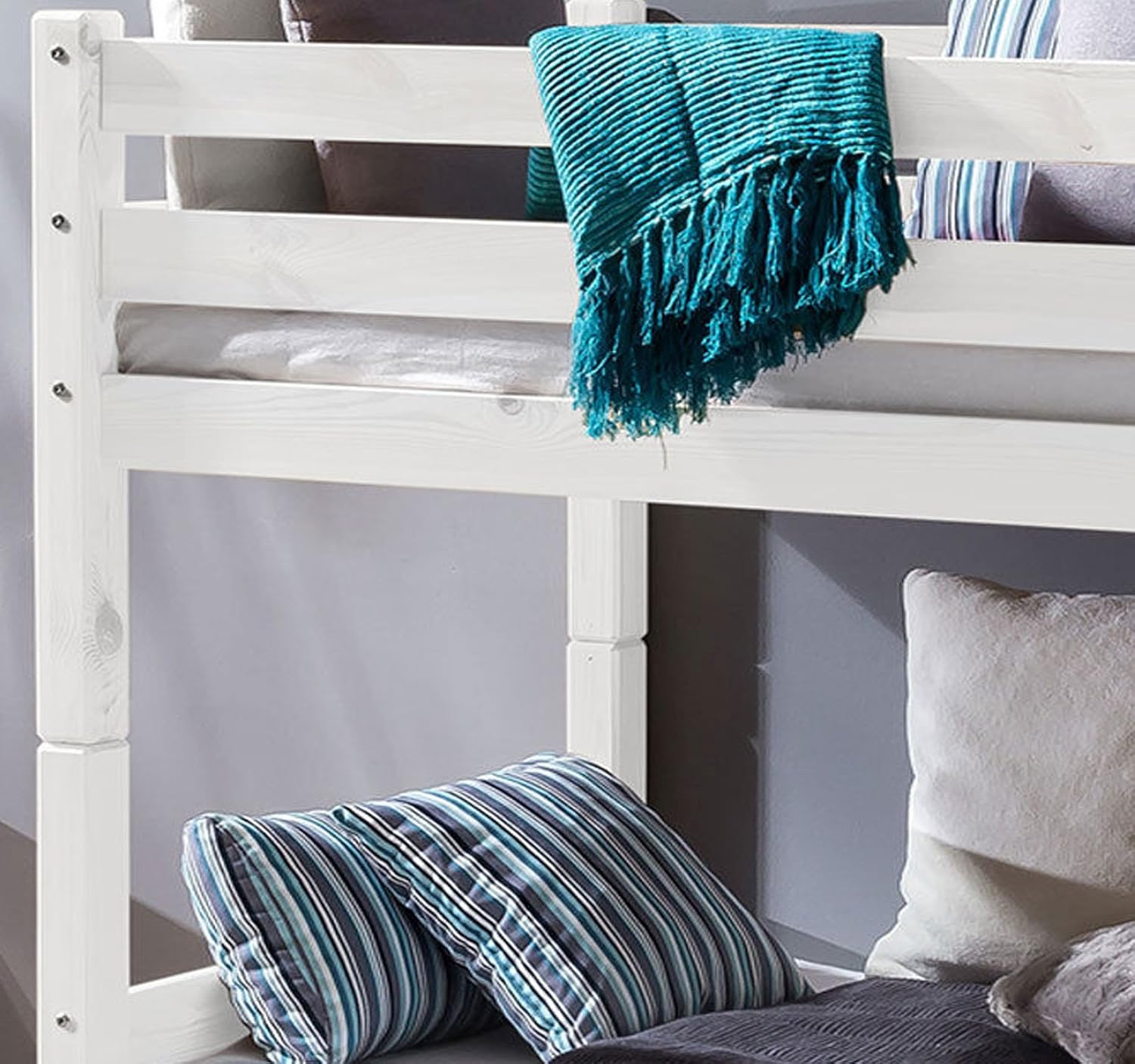 Weiss Kinderbett Etagenbett Massiv Hochbett Spielbett Stockbett 90x200 cm Matratzen geeignet