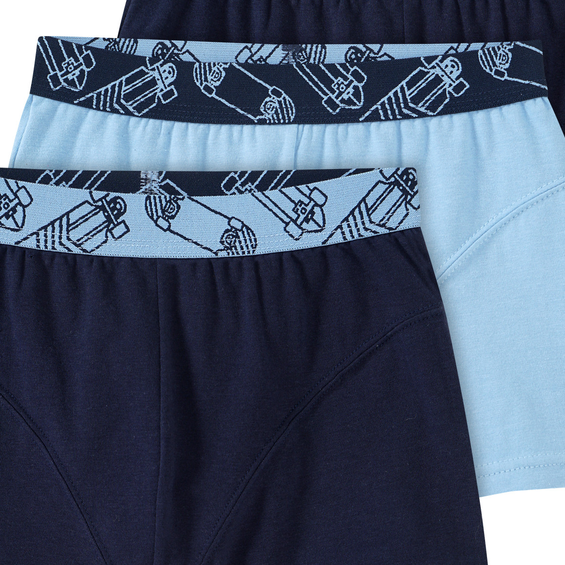 Yigga 3 Jungen Boxer mit Skateboards dunkelblau / blau