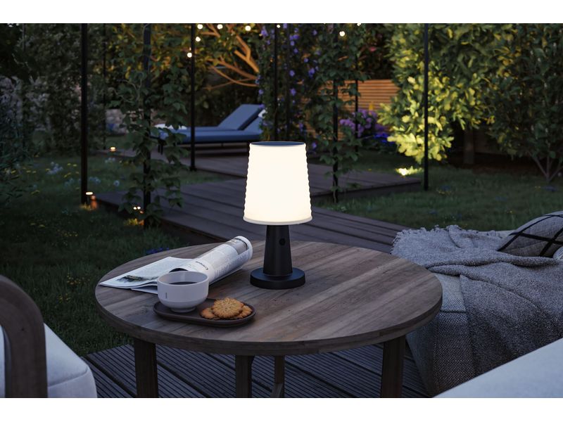 Paulmann Akku-Tischleuchte Solar LED Ilanga Wiederaufladbare Tischleuchte mit integriertem Solarpanel
