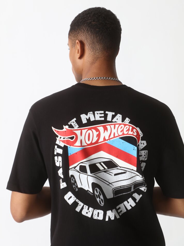 Camiseta Hot Wheels estampada da Mattel - Preta