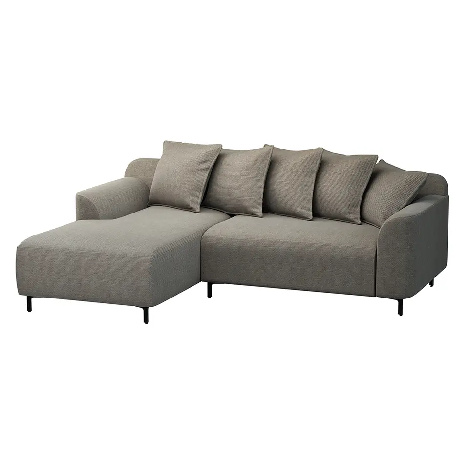 Bank Elsa met chaise longue links - stof Eden - taupe