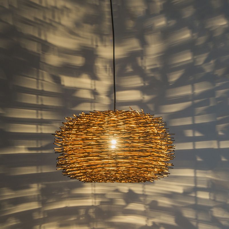 Landelijke hanglamp bruin rotan - Hatch 45