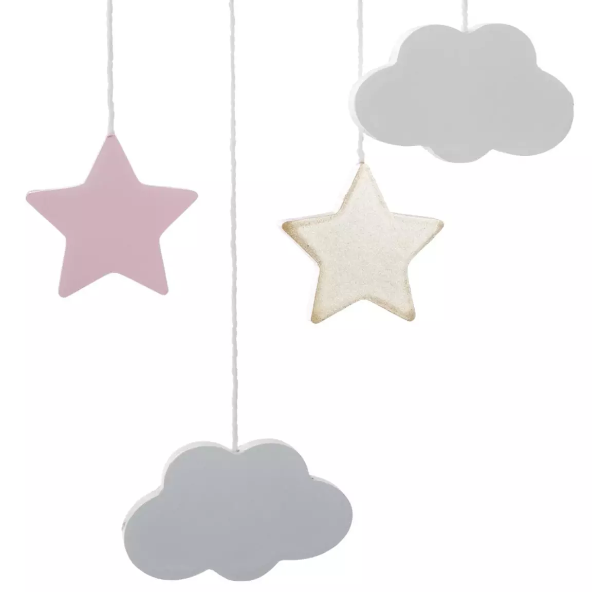 Mobile bébé bois et coton (H43.5 cm) Lune Rose