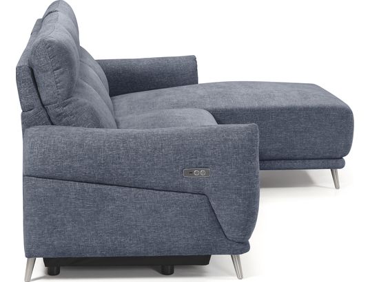 CONCEPT1 - Canapé tissu Munich 2 relax électrique bleu angle droite