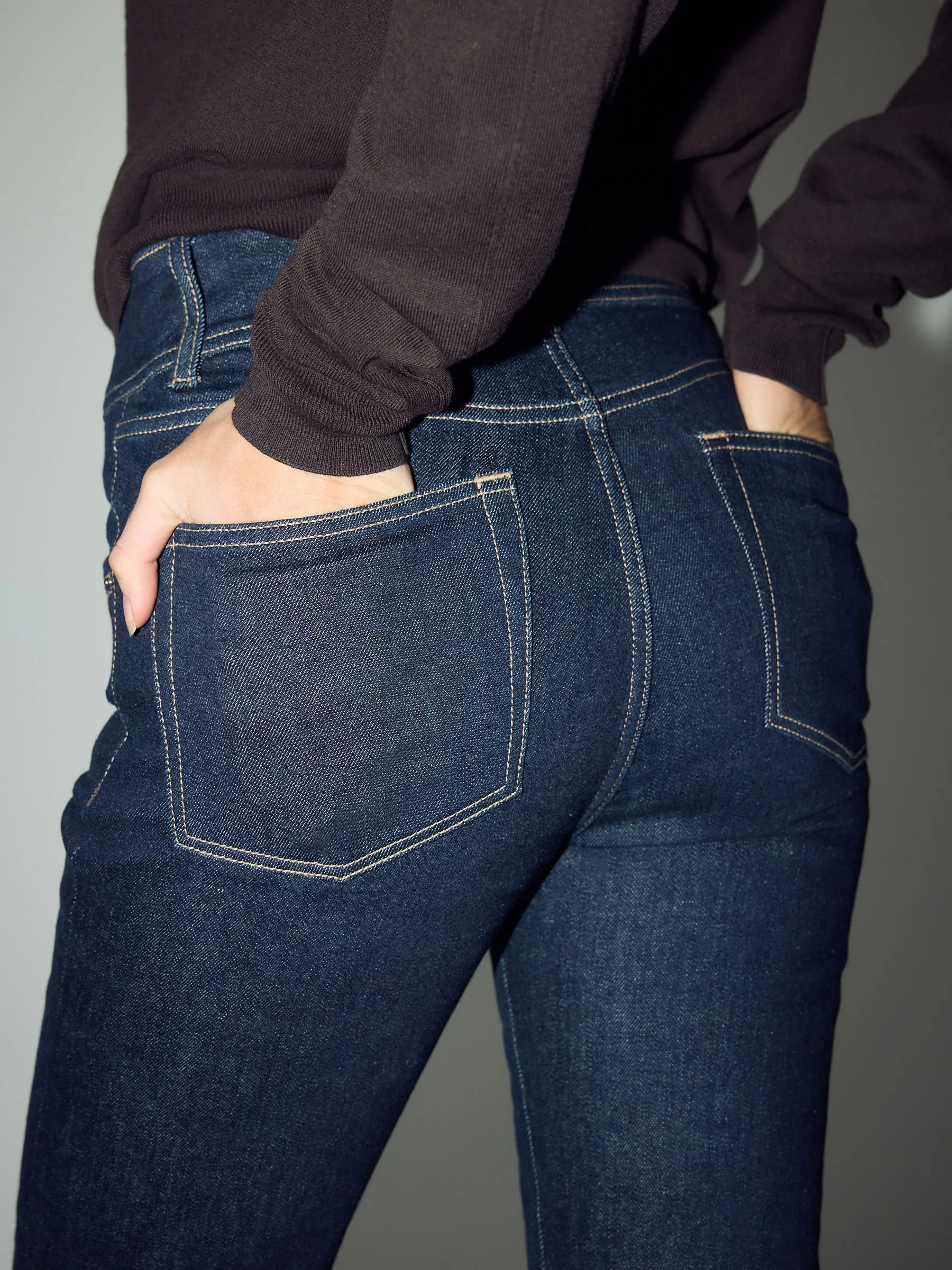 Blauw met wassing - High Rise Stretch Flare Jeans