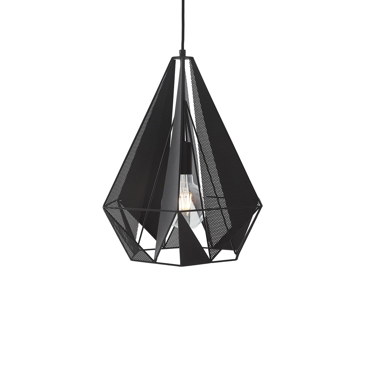 Industriële hanglamp zwart met mesh 3-lichts - Carcass