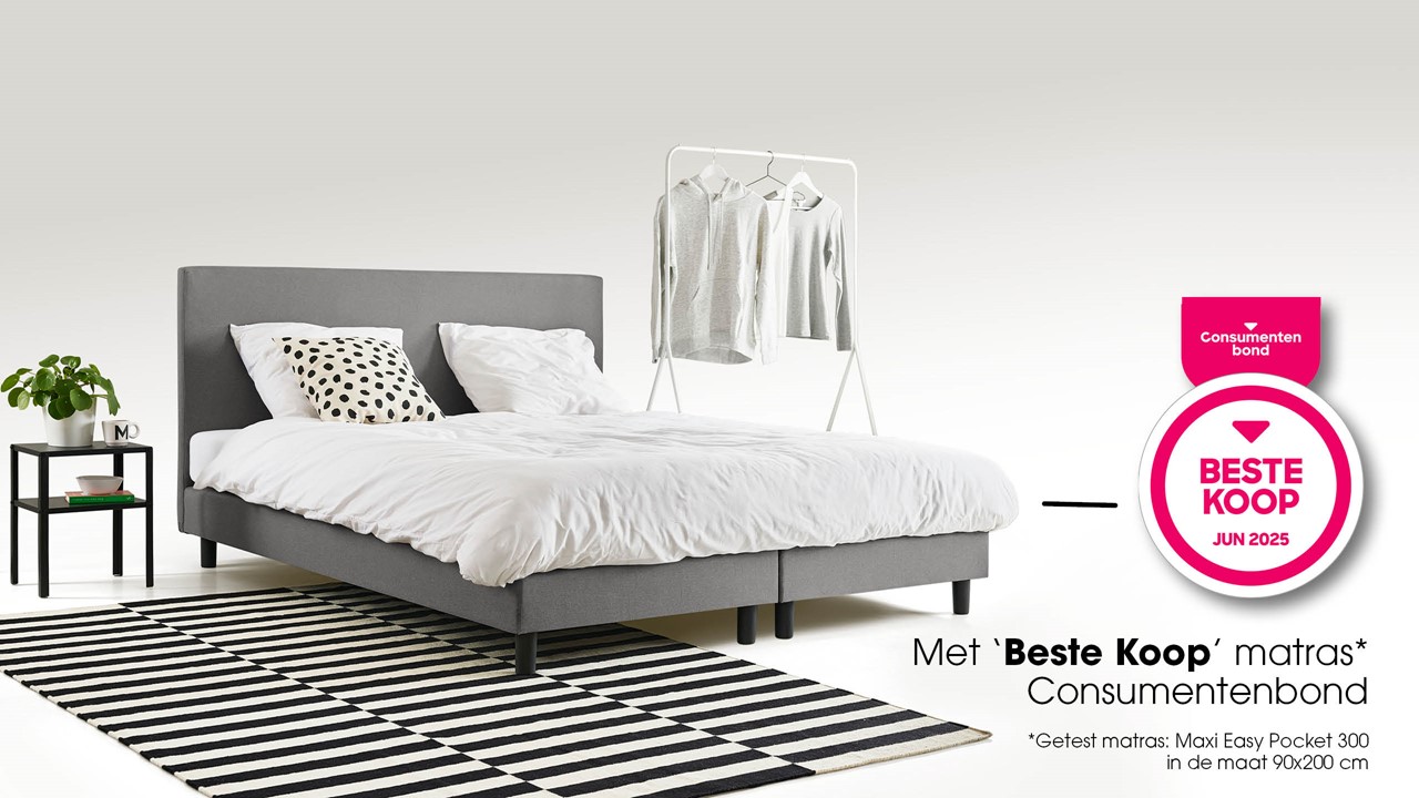 Box Ambra met Easy Pocket 300 matras light grey