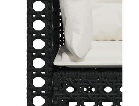 VIDAXL - Canapé de jardin avec coussins 3 places noir résine tressée