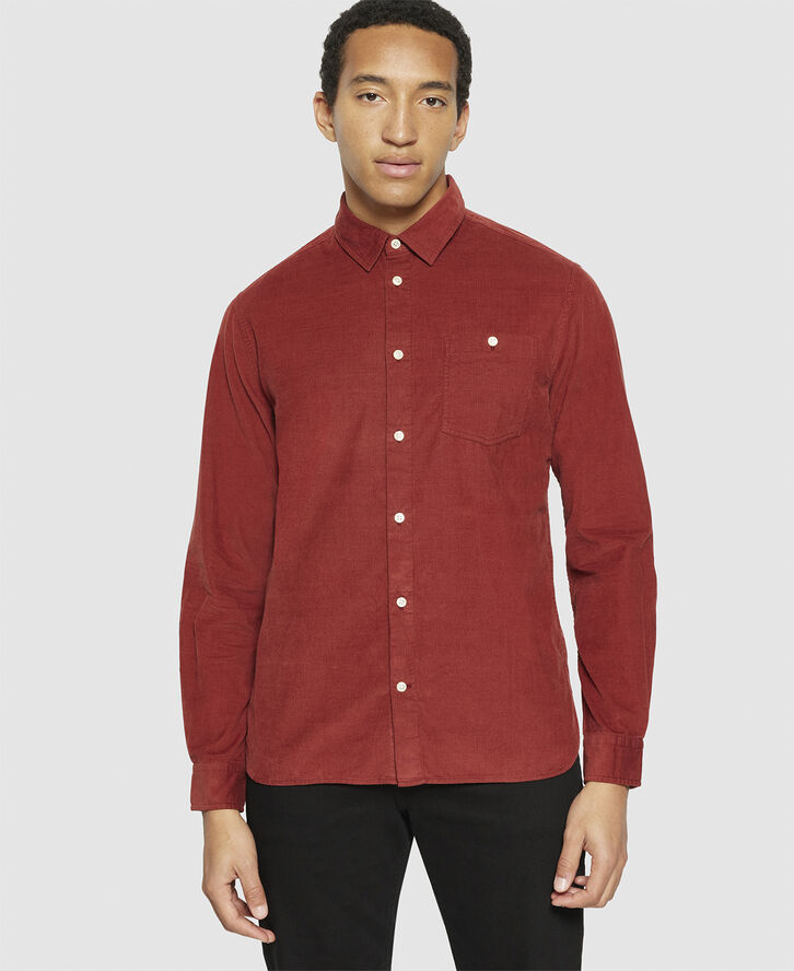 Knowledge Cotton Apparel Regular fit corduroy shirt - GOTS/Vegan Fired brick