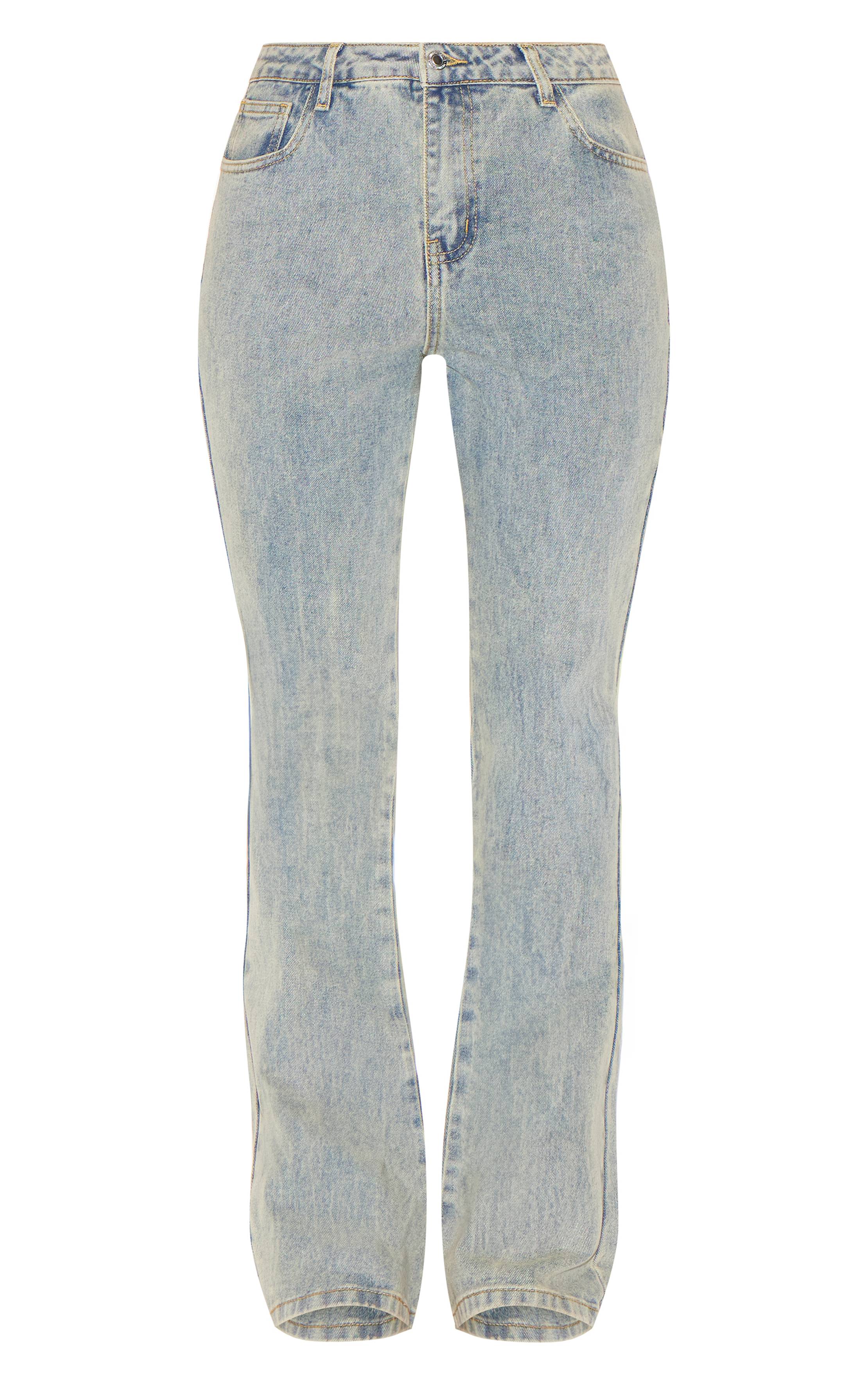 Délavage Vintage Jean Évasé Taille Basse Coupe Ajustée Effet Vintage