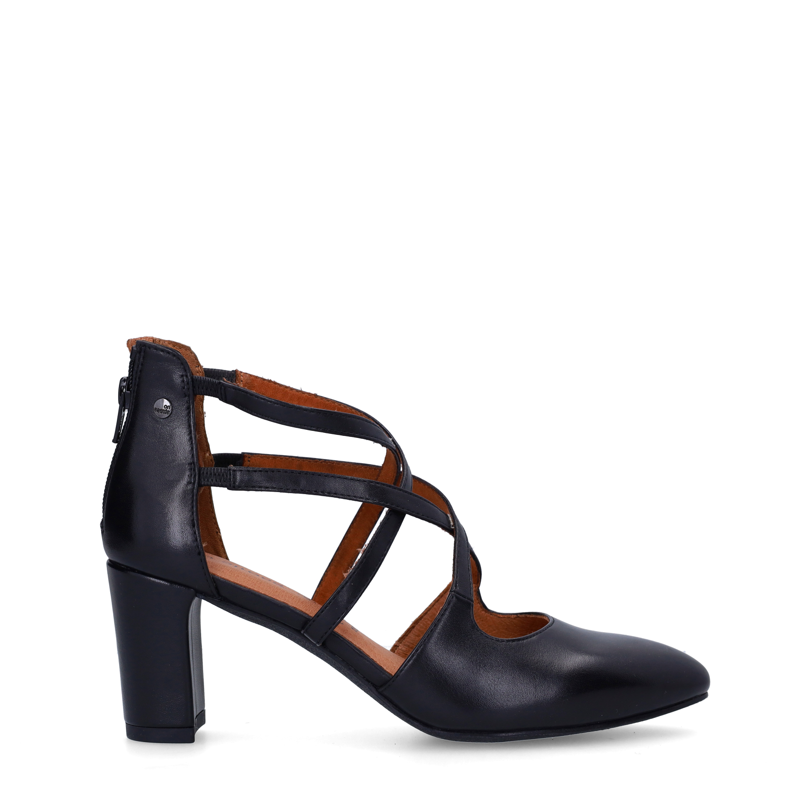 Zwarte leren pumps met ritssluiting