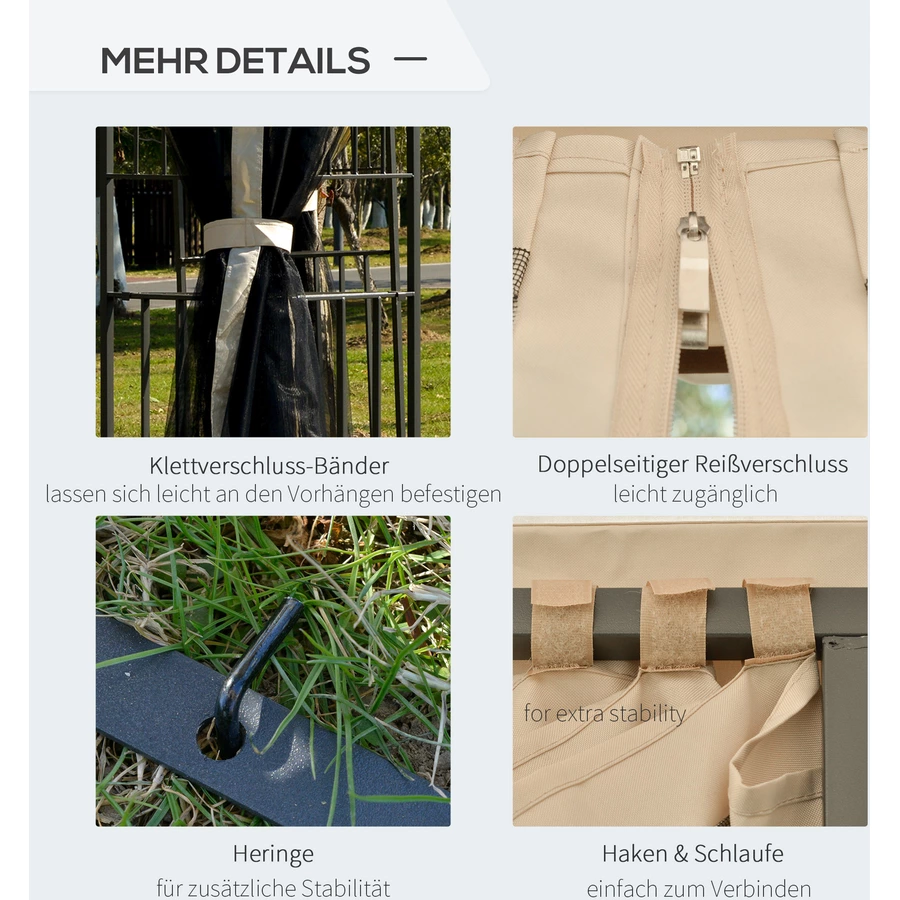 Outsunny Gartenpavillon mit Doppeldach beige