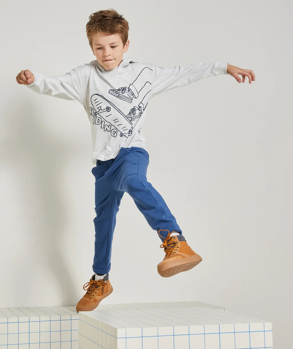 PANTALON BLEU RELAX GARÇON EN FIBRES RECYCLÉES