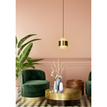 Lucide hanglamp Firmin mat goud/messing Ø20 cm