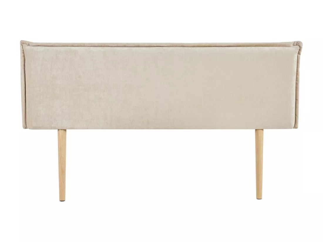 Tête de lit OVIO 160 rembourrée, En tissu polyester pour lit 160 cm, Sur pieds en bois, Blanc crème