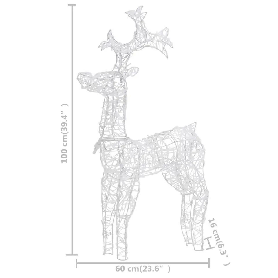 vidaXL - Rendier Kerstdecoratie - Warm white - 60 x 16 x 100 cm