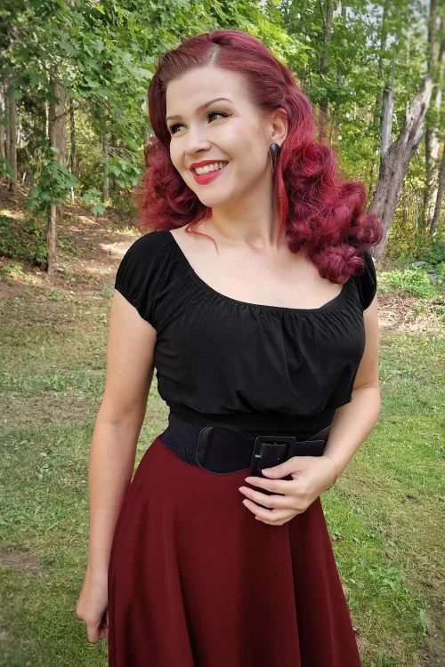 Vintage Chic for Topvintage Belinda off-shoulder top in zwart