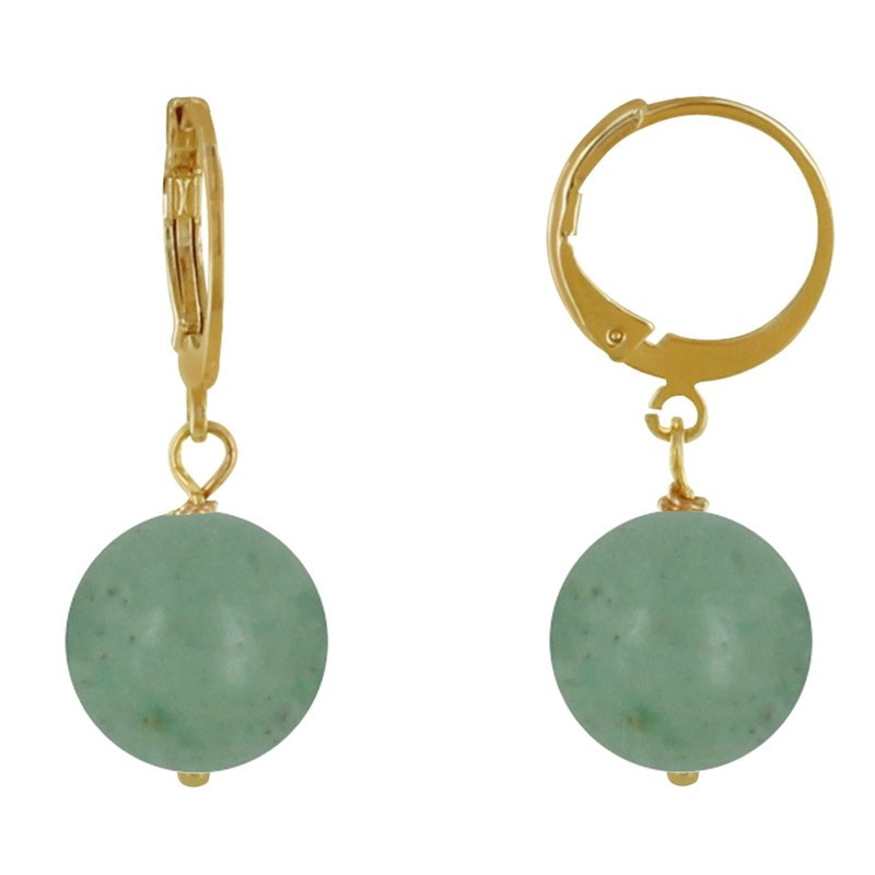 Boucles d'Oreilles Mini Créoles Plaqué Or et Perle d'Aventurine
