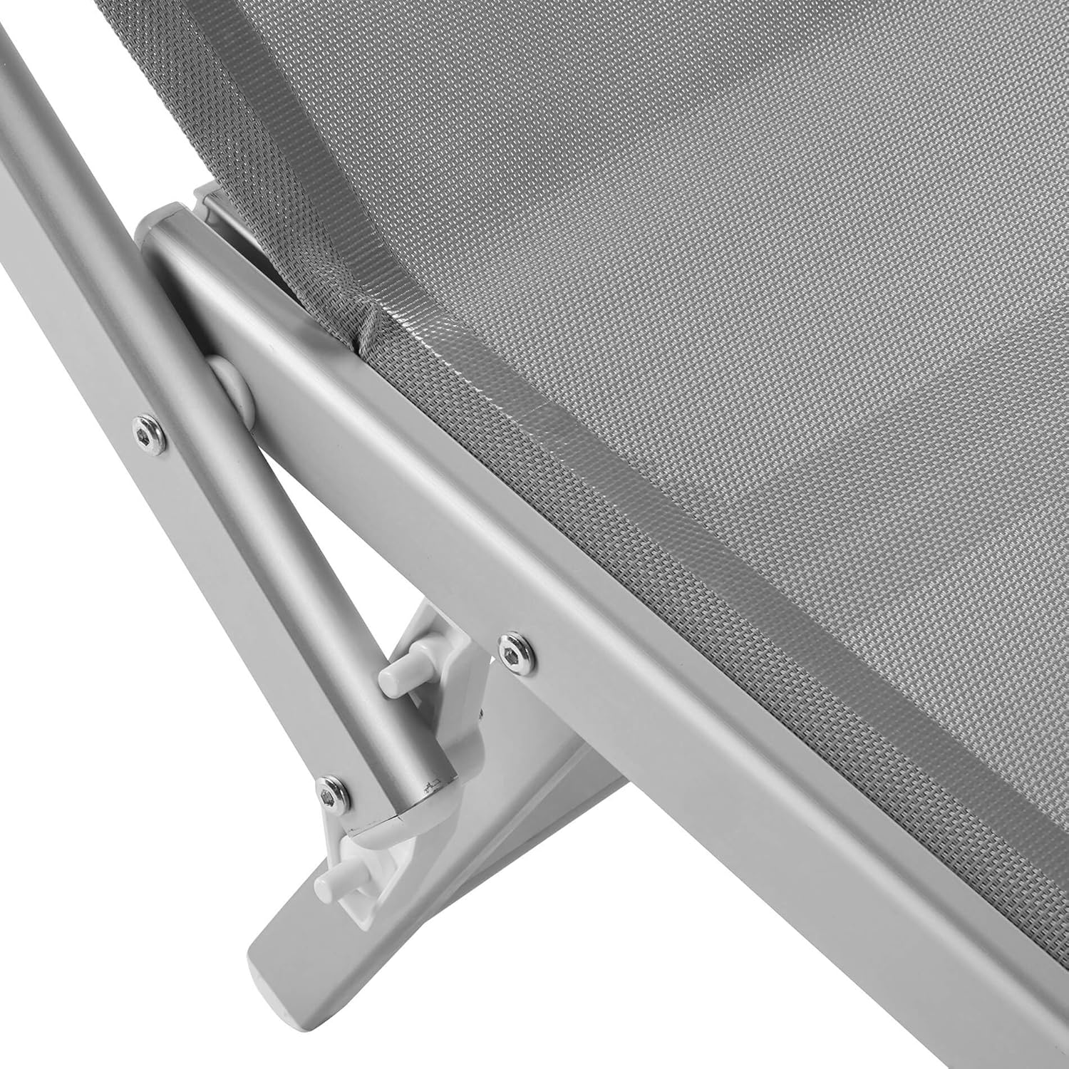 Rebecca Mobili Sonnenliege, Strandliege für Garten, grau, Aluminium Textilene, mit verstellbarem Dach, klappbar - Maße 38 x 186 x 61 (HxBxT) - Art. RE6809
