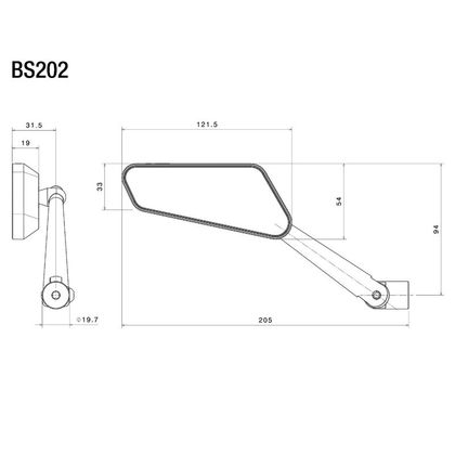 Rétroviseur Rizoma Circuit 744 Gauche (l'unité) Universel - Noir