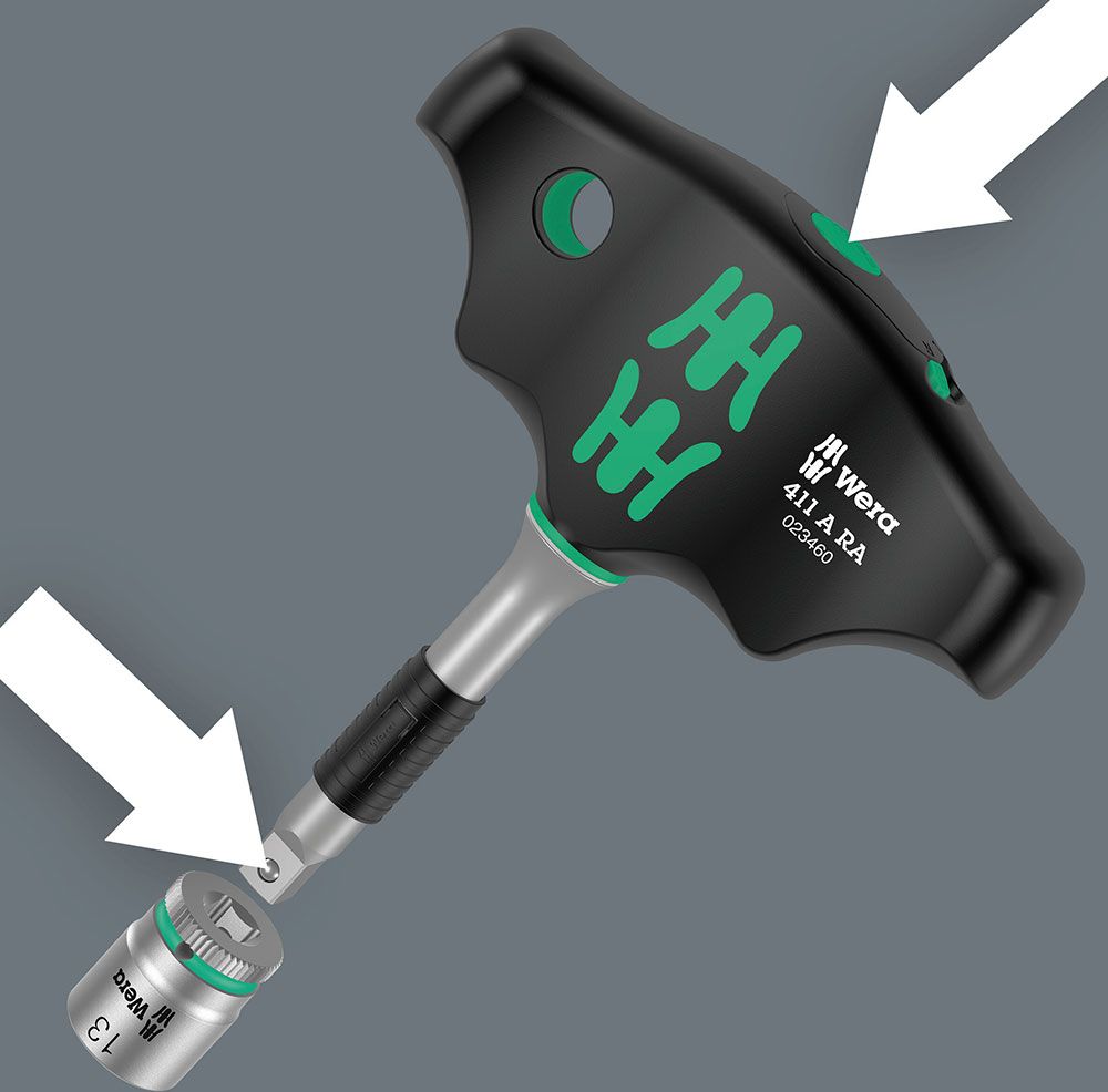 Wera 411 A RA Quergriff-Adapterschraubendreher mit Ratschenfunktion 1/4