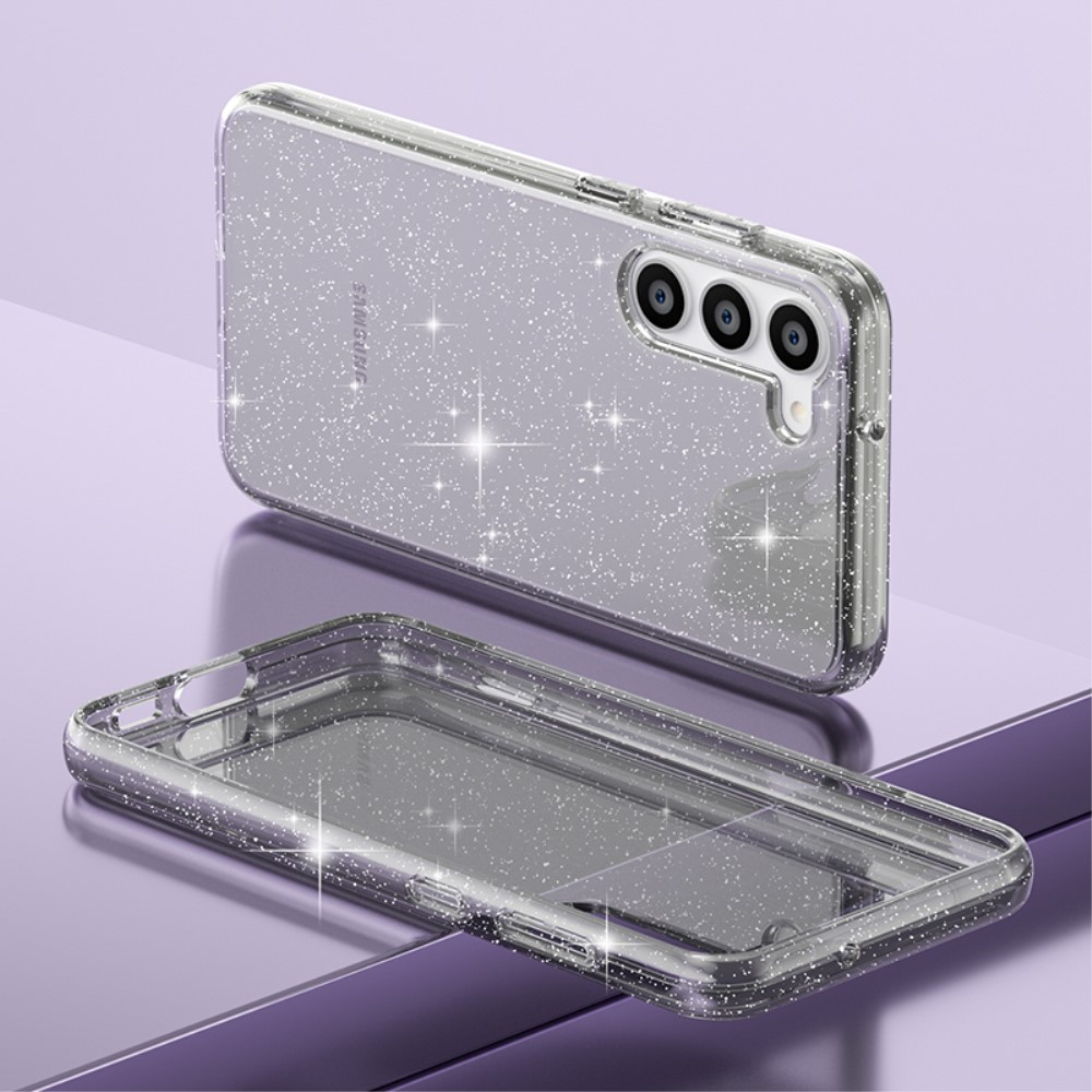 Samsung Galaxy S23 5G Hybrid Hardcase Schutzhülle im Glitzer Design - Grau / Transparent