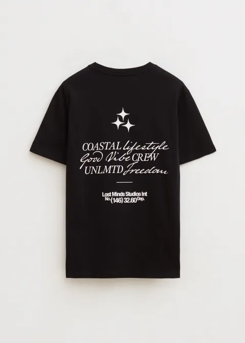 T-shirt met print coastal lifestyle zwart (ZWART)