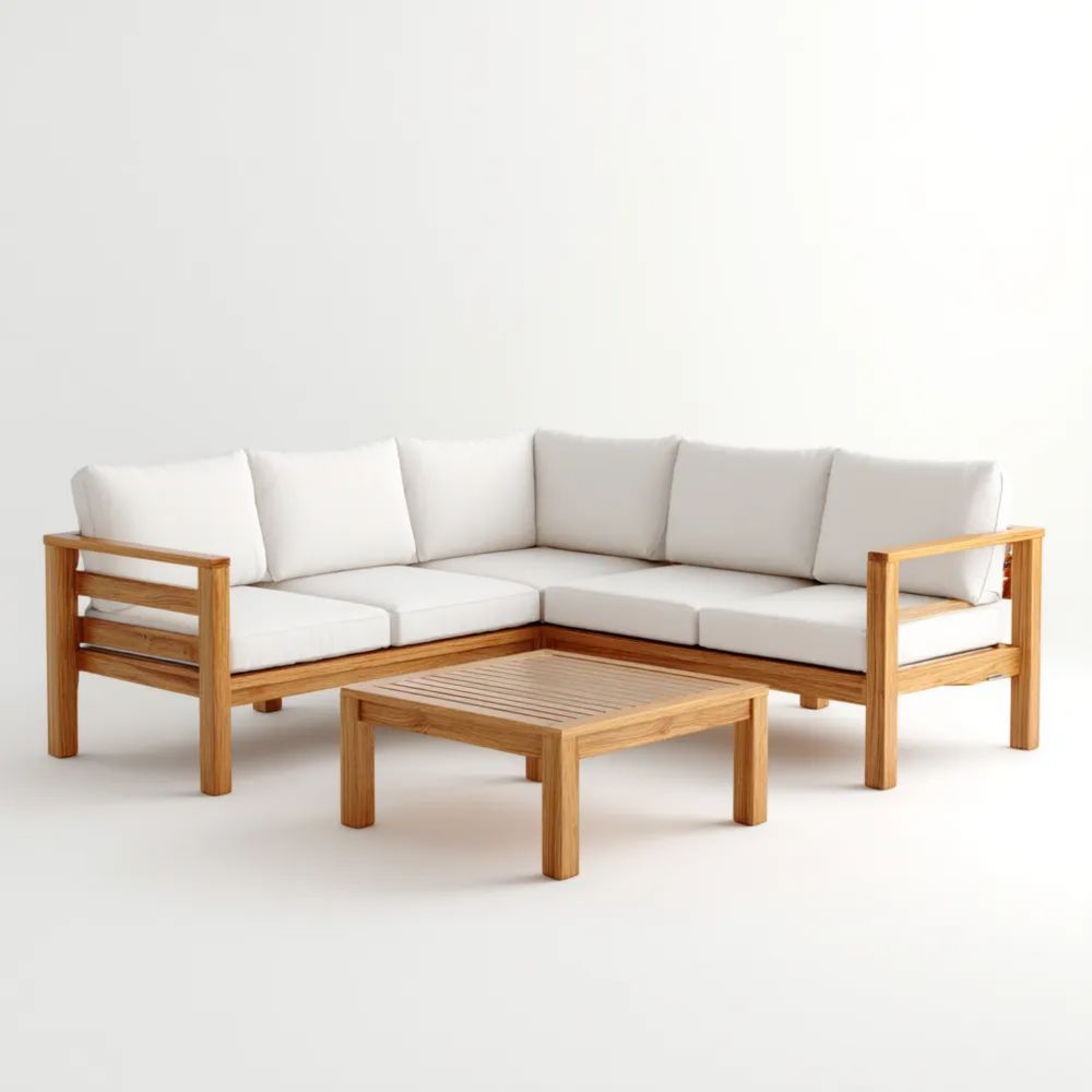 Garten-Sofaset 200x200x75 cm Holzrahmen Weiß