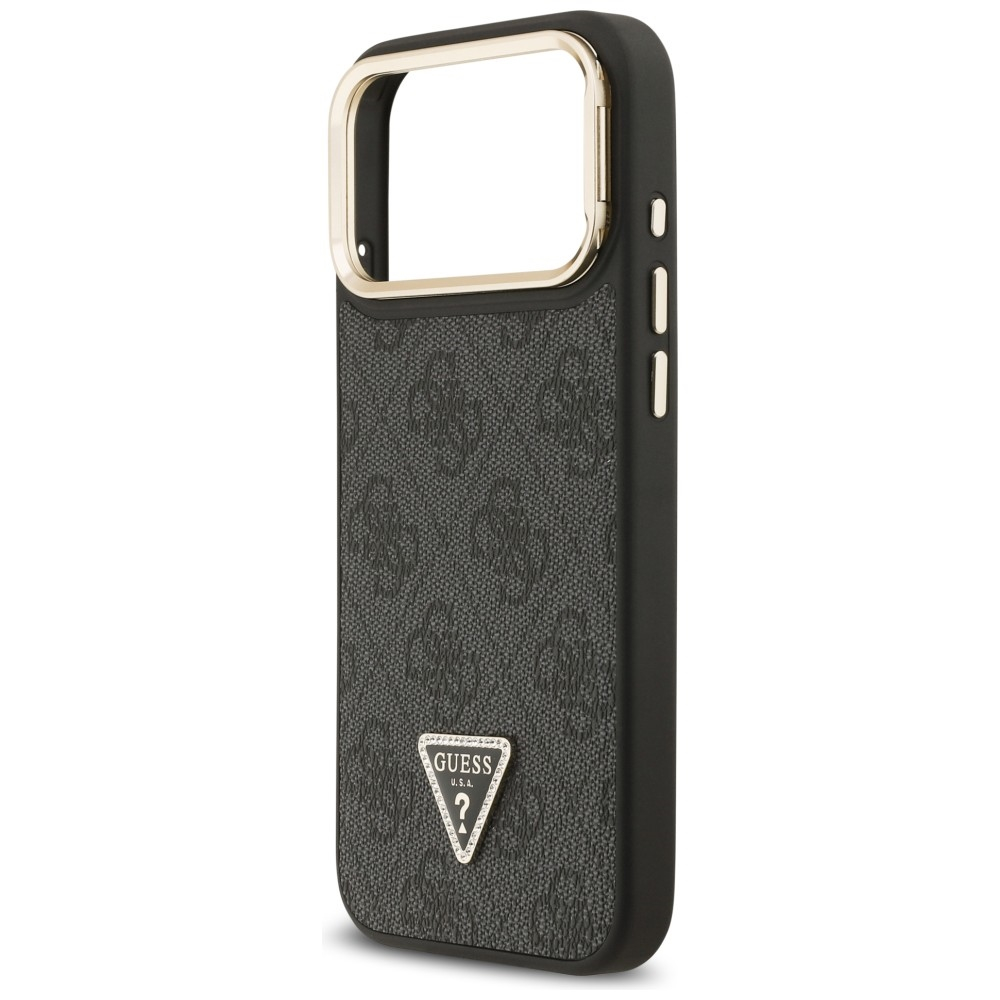 iPhone 17 Pro Max MagSafe Leder Hardcase Hülle 4G Triangle Logo & Stand Camera (GUHMP17XPCS4GPTK) - Schwarz