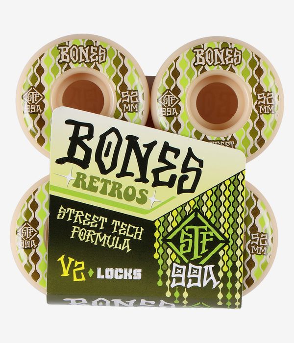 Bones STF Retros V2 Rollen (white green) 52mm 99A 4er Pack