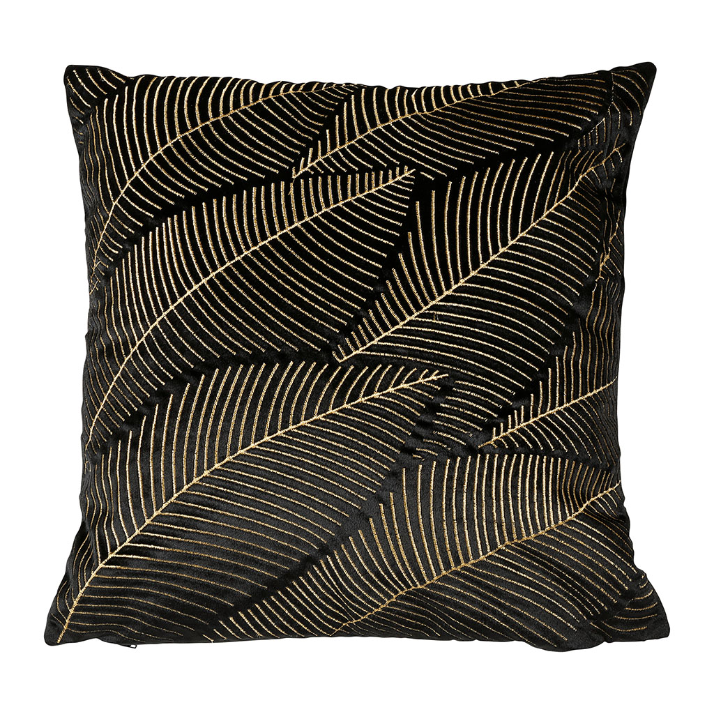 Coussin végétal noir et doré 45x45cm