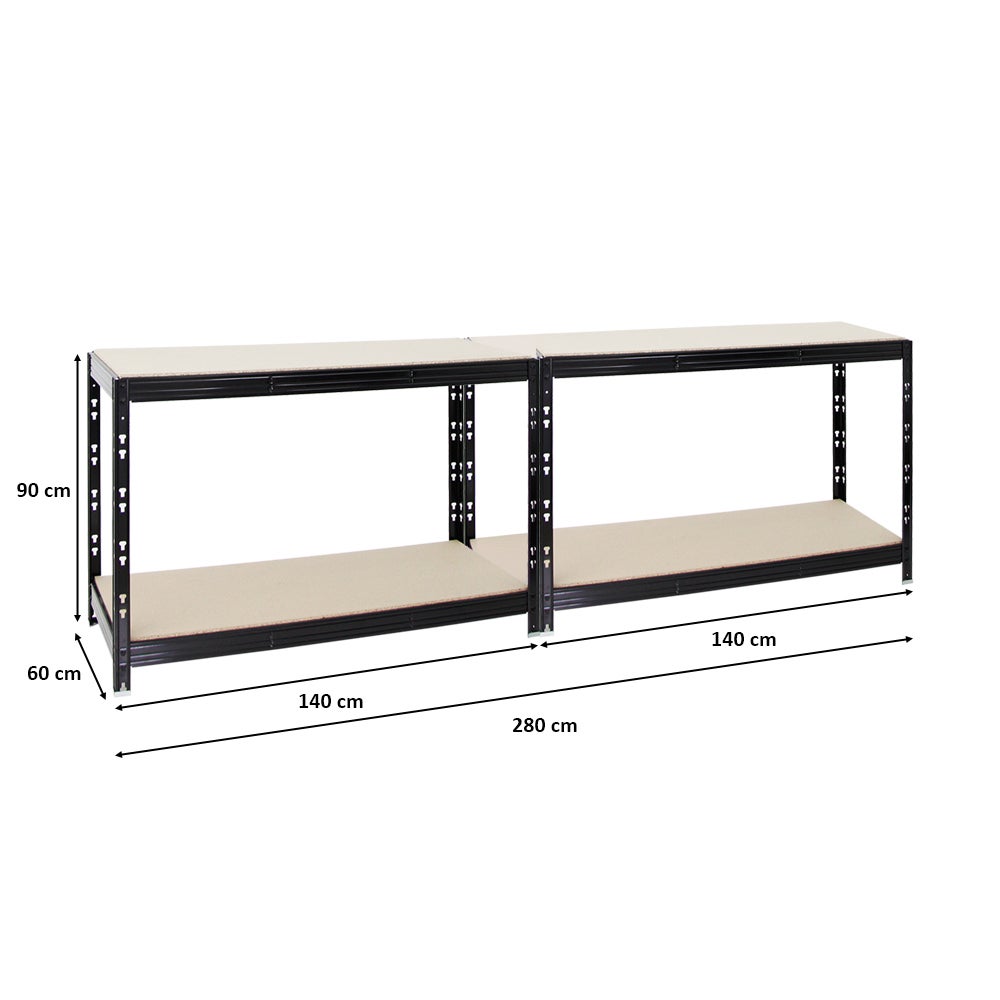 PROREGAL Mega Deal 2x werkbank Tiger HxBxD 90 x 140 x 60 cm vakbelasting 300 kg zwart