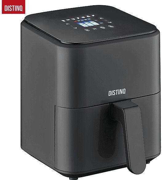 DistinQ Heteluchtfriteuse compact- Airfryer - 4 liter inhoud - Digitaal display - Zwart