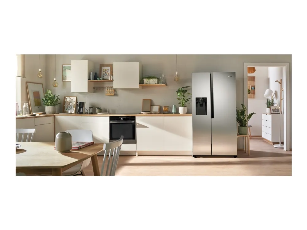 Gorenje NRS9182VX - Køleskab/fryser - side-by-side med vanddispenser, isdispenser - bredde: 90.8 cm - dybde: 67.9 cm - højde: 179.3 cm - 562 liter - Klasse E - rustfrit stål