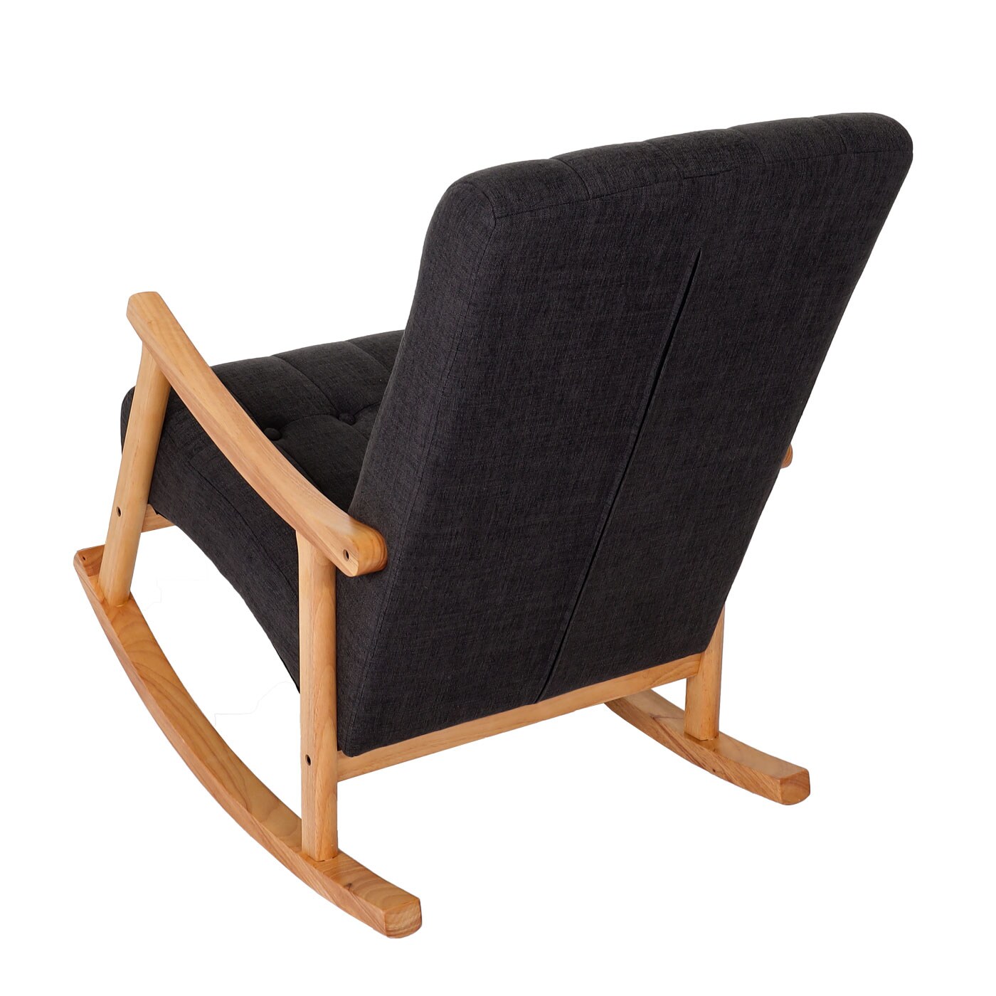 Schaukelstuhl MCW-K10, Schaukelsessel Schwingstuhl Relaxsessel MVG ~ Stoff/Textil dunkelgrau, Gestell braun