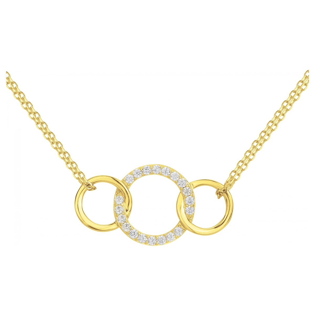 Collier mono-motif en Plaqué Or avec oxyde de zirconium blanc