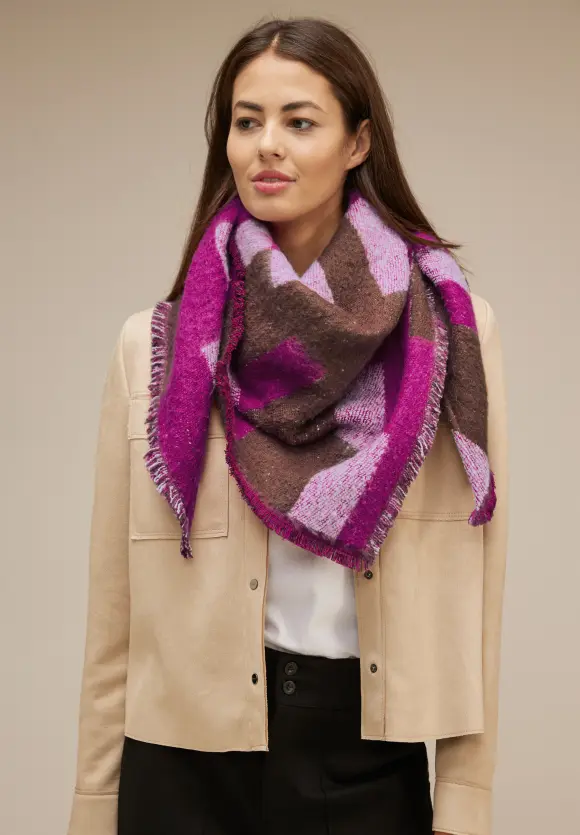Bouclé Jacquard Tuch - magenta pink