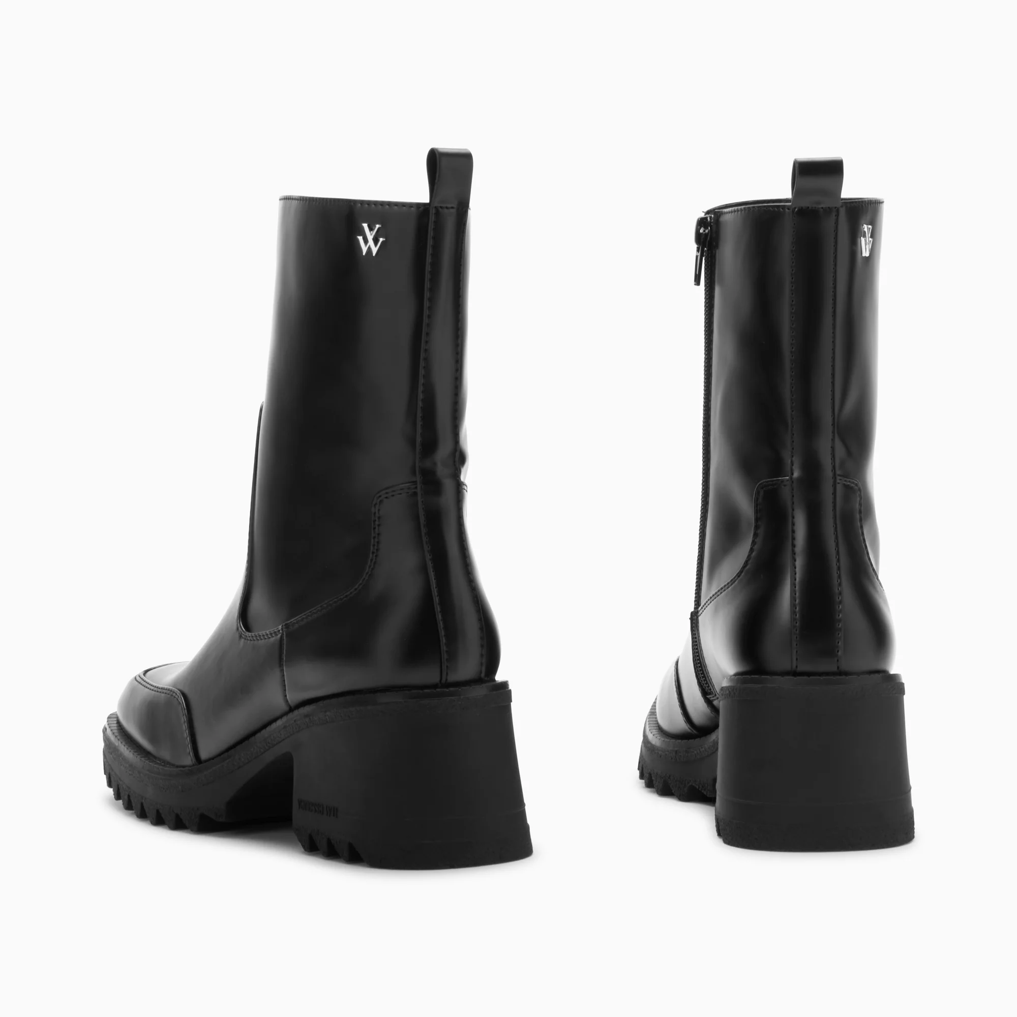 Bottines-Bottines de pluie Lea noires à talon cranté