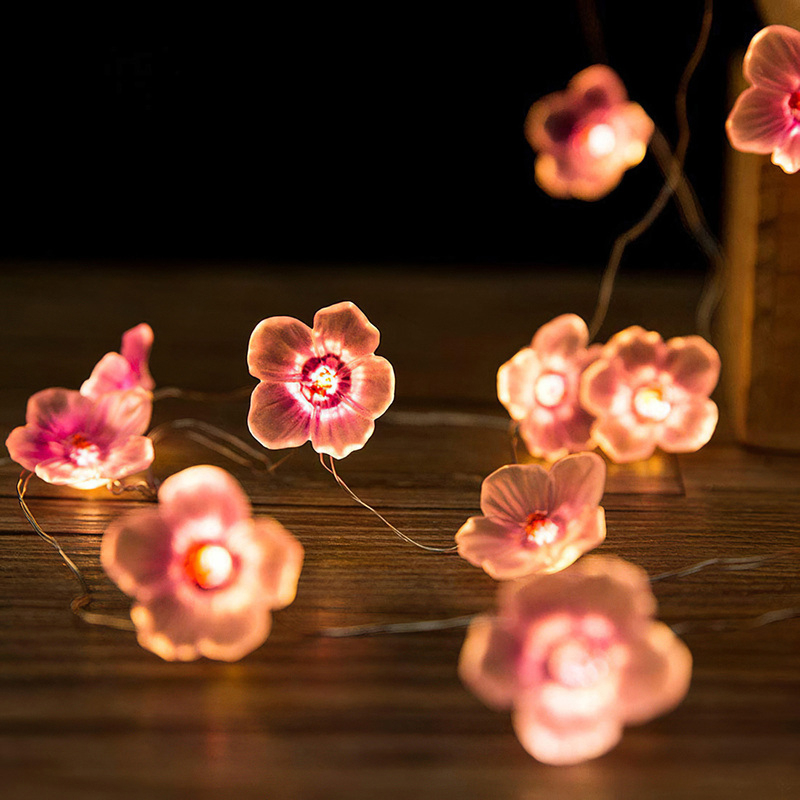 (2m) 20 LED's Deko Lichterkette Blumen Beleuchtung (Batteriebetrieben) - Warmweiss