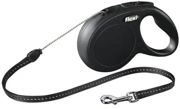 Flexi New CLASSIC 8 m Sort Hund Fleksibel hundesnor, 12kg