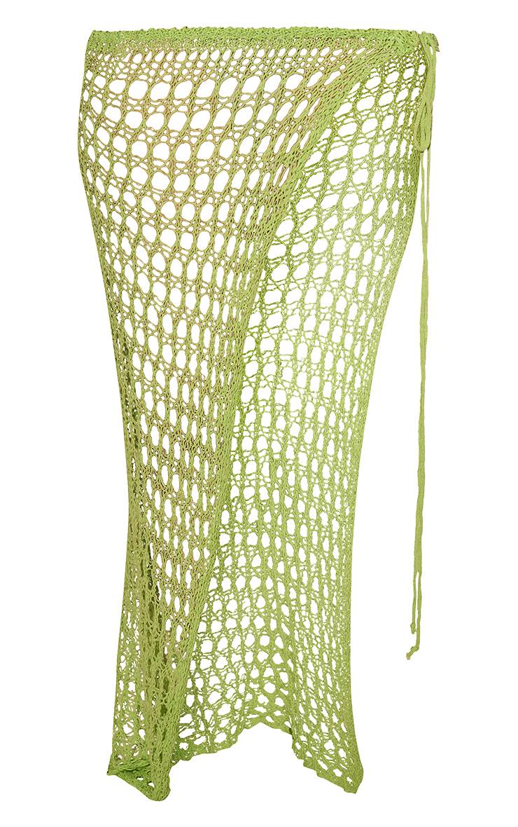 Citron Vert Jupe Maxi Tricot Taille Basse Sculptante