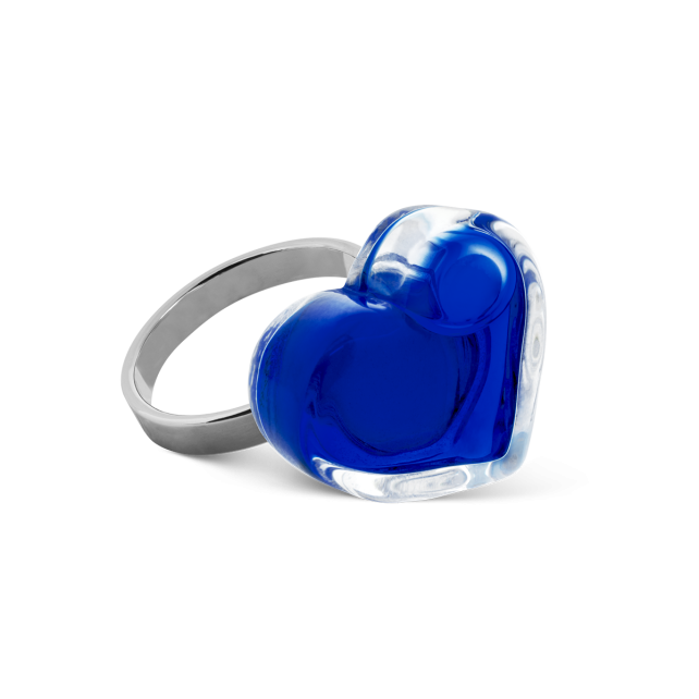 Bague en verre soufflé - Coeur Nano transparent