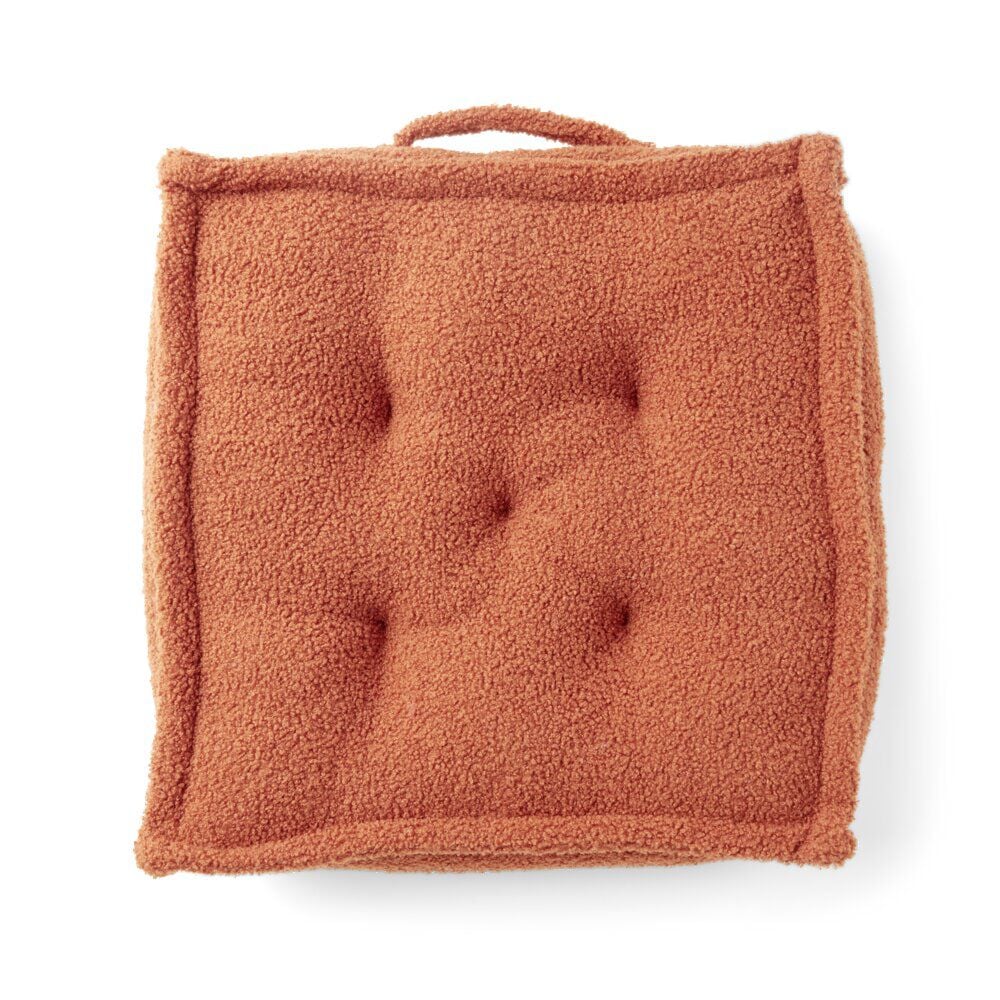 Coussin de sol en tissu bouclette rouge rooibos 45x45 cm