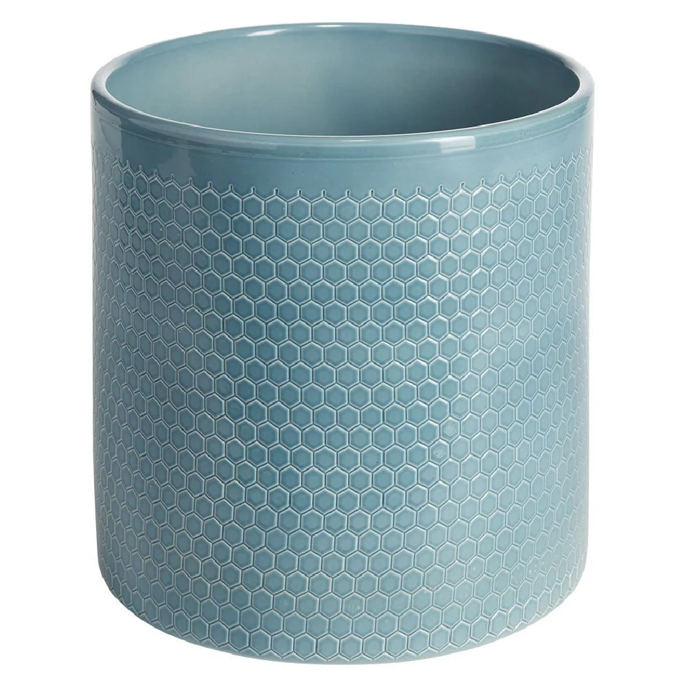 Pot de fleur bleu océan motif nid d'abeille 6,39L Ø23xH22 cm - Capri