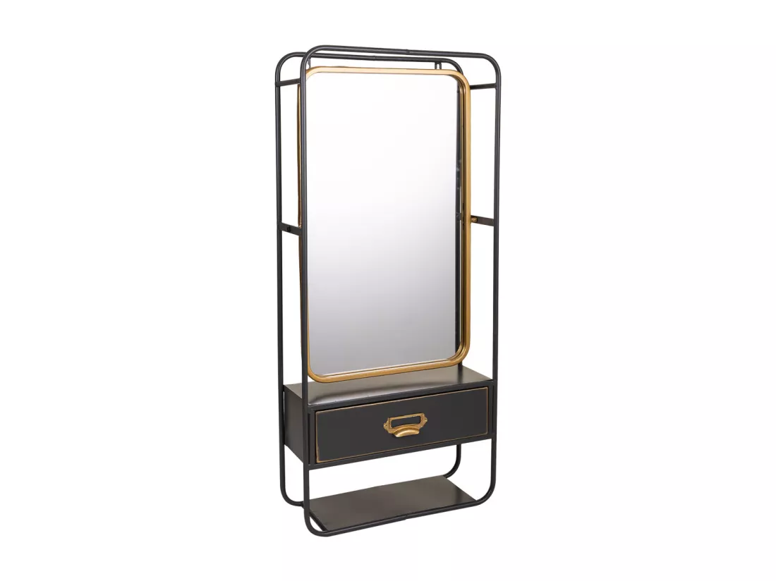 Miroir mural en métal noir 40x15x90h