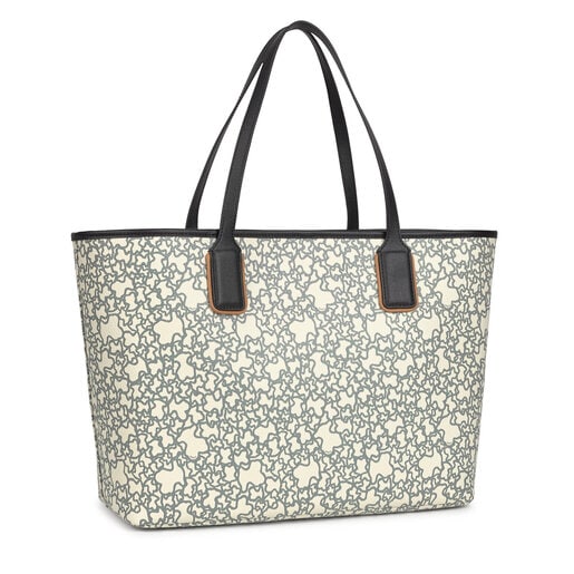 Bolsa tote grande Kaos Mini bege e preta com nécessaire.